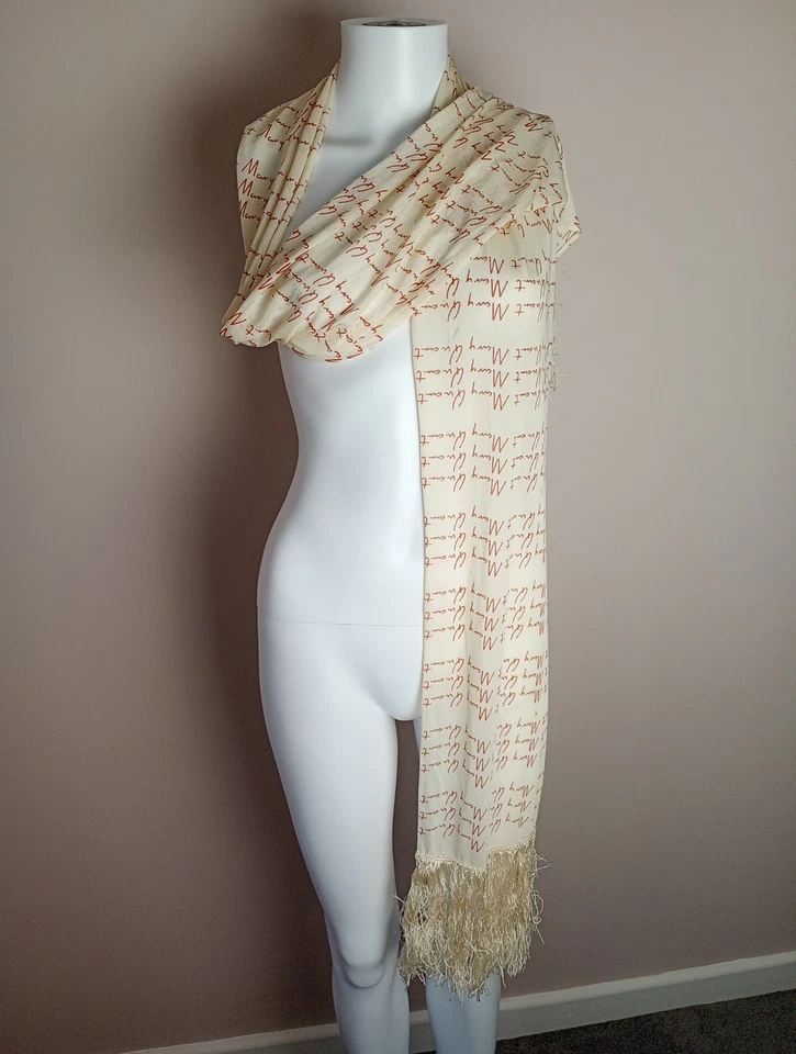 Vintage Mary Quant Signature Long Fringed Scarf Designed in London - Image 3 of 4