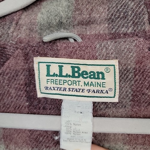 Vintage LL Bean Jacket Coat Sz M Pink Baxter State Parka Hooded Plaid Wool Lined - Picture 7 of 19
