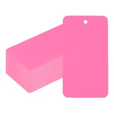 100Pcs 3-9/16" x 2" Plastic Shipping Tags with Wire Waterproof Blank Pink
