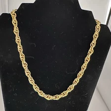 Vintage Napier Gold Tone Rope Chain Necklace 18" Signed Pat. Clasp
