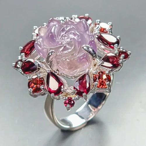 Vintage ring Natural Amethyst Ring 925 Sterling Silver Size 8 /R459887