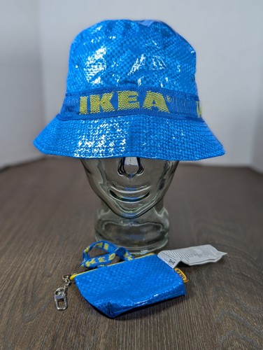 Neu mit Etikett Ikea wasserdichter Fischerhut & Geldbörse blau gelb Unisex limitierte Auflage
