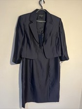 tahari 12 Silk Blend Sequins Knee Length Dress Jacket Church Wedding Holiday