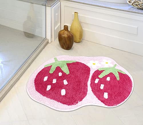 Süßer Badteppich für Badezimmer, rutschfeste Fußmatte in Fruchtform Rosa Erdbeere - Bild 3 von 6