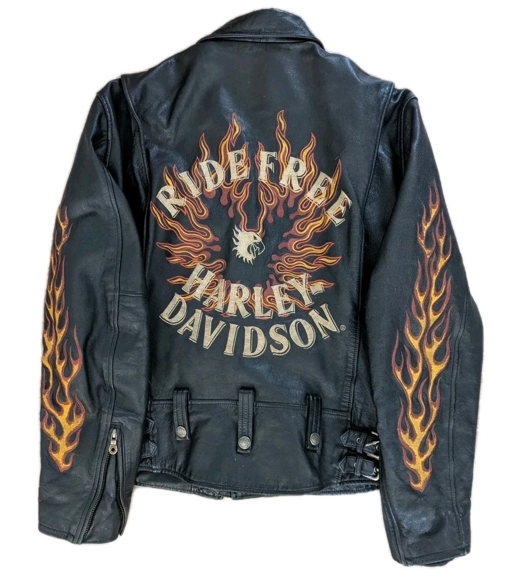 Harley Davidson Leather Jacket Flames for sale | eBay