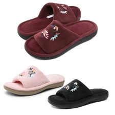 Women Memory Foam Slippers Open Toe Comfortable Lightweight Slip On Slippers
