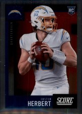 Justin Herbert RC 2020 Score #443 Chargers Rookie Card QB. rookie card picture