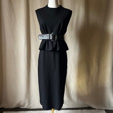 Diane von Furstenberg Tali Black Layered Midi Dress Sleeveless Minimalist M