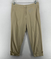 EILEEN FISHER Pants S Organic Cotton Basketweave Tapered Cropped Cuff Beige