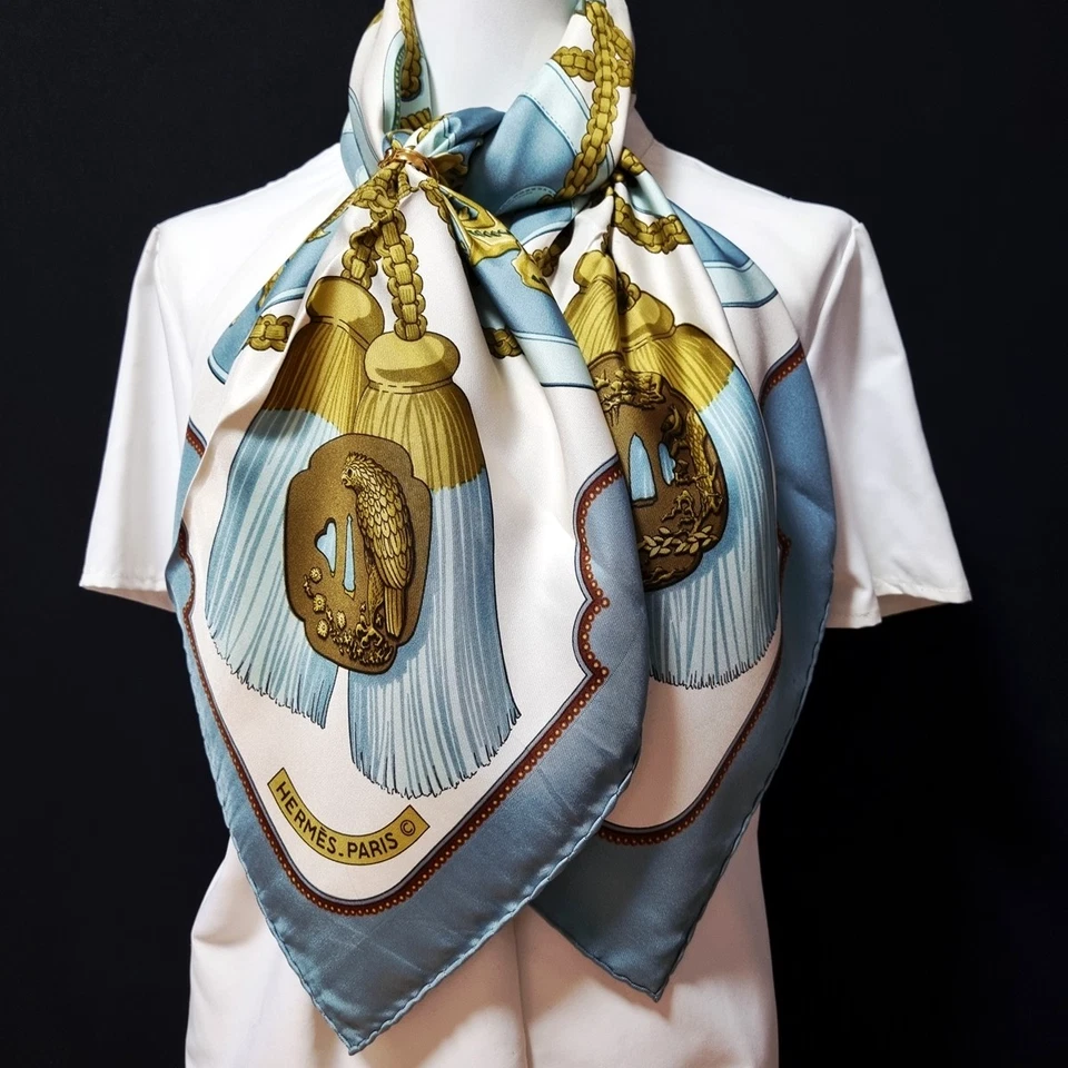 RARE VINTAGE HERMES Silk Scarf "Tsubas" Carre 90 Duty-free US - Image 2 of 4
