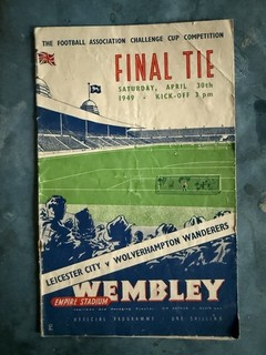 1949 FA Cup Final Wolverhampton Wanderers vs. Leicester City Wembley Cup Program