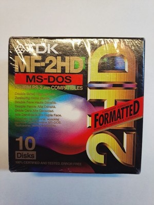 3,5'' FLOPPY MF-2HD TDK (MS-DOS FORMATTED) 10 STÜCK # NEUWARE OVP  factory sealed