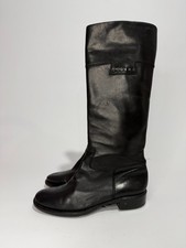 Celine Classic Black Leather Mid-Calf Boots Flat Heel Size 37 EU/ 7 US