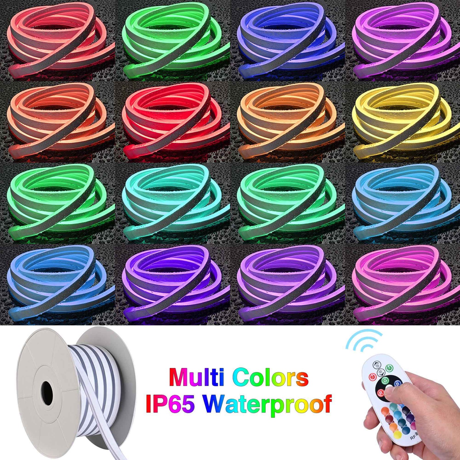 DELight 50FT RGB Neon Rope Lights with Remote Control & APP 110V IP65 DEL-D50R