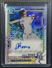 DREW ROMO 2021 BOWMAN CHROME #BMA-DR PROSPECT AUTO MEGA BOX MOJO REFRACTOR