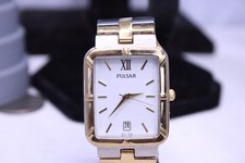 Pulsar Unisex V732-X067 New Battery Two Tone Gold/Silver White Dial With Date