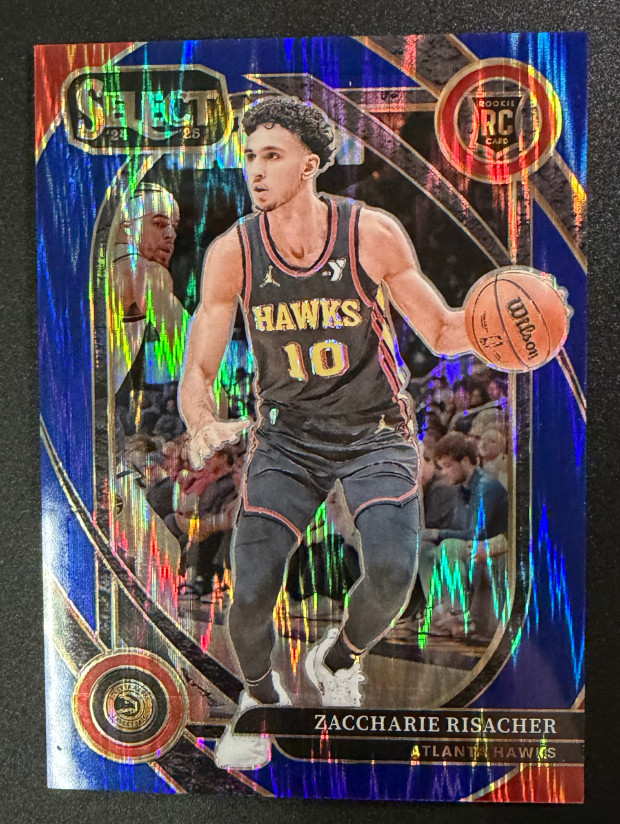 Zaccharie Risacher 2024-25 Panini Select 82/99 Blue Flash Courtside RC #289