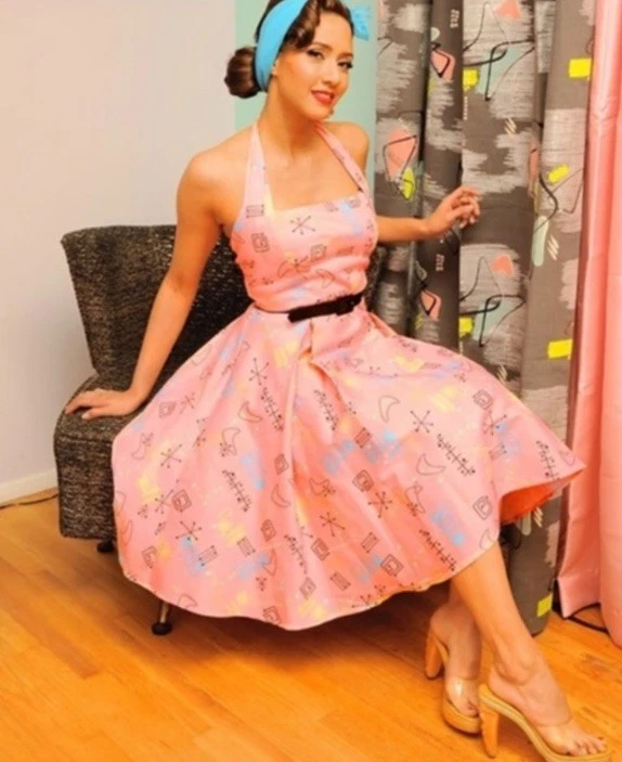sachin and babi light blue dress Retro halter dresses online |Fast shipping main image 1