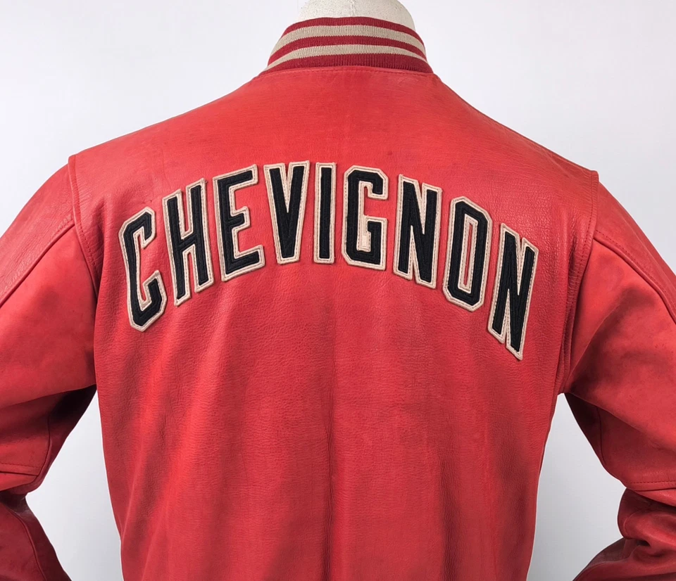 Chevignon Lederjacke rot Gr. S vintage 90s großes Rückenlogo - Bild 3 von 4