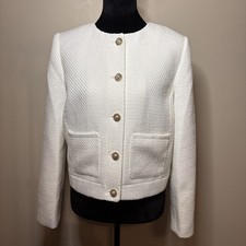 J.Crew Women s Tweed Lady Jacket White Size 6 New With Tags