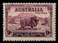 AUSTRALIA SG152 1934 9d BRIGHT PURPLE MTD MINT