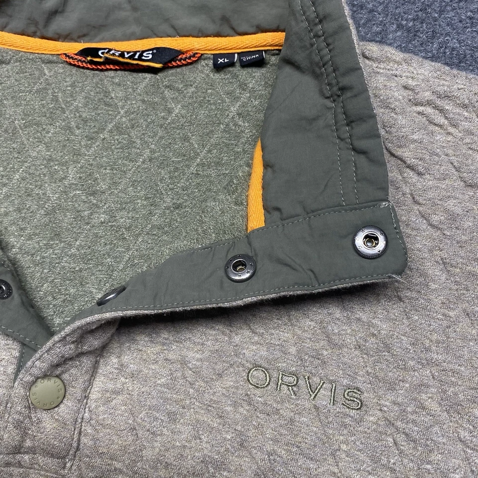 Pullover Orvis Para Hombres Talla XL Avena Beige Acolchado 1/4 Cierre Simulado a Presión Exterior Cálido Foto 2 de 4