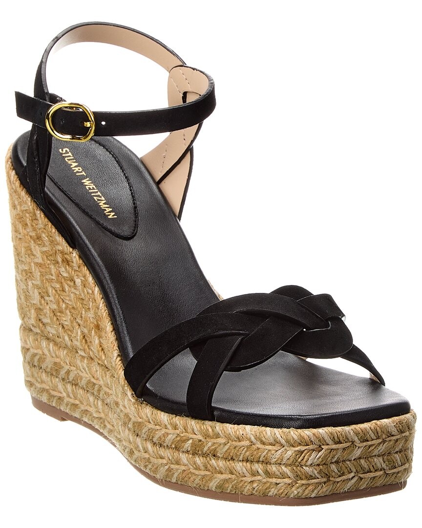 Женские замшевые эспадрильи на танкетке Stuart Weitzman Braida Max черный 95 24890₽
