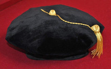 Doctoral Tam Black Velvet 8-Sided W/Gold Bullion Tassel L-XL 23.6-25" 