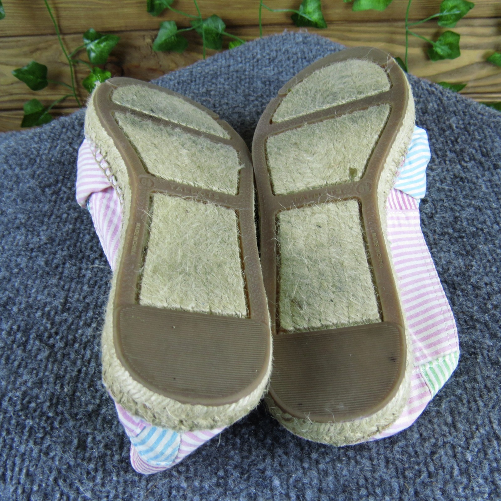 Talbots Striped Patchwork Espadrilles Bow Slip-On… - image 5