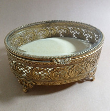 Vintage Ornate Gold Plated Ormolu Jewel Caske...