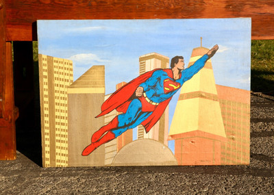 DC Comics Super Powers Vintage Canvas Painting Superman 1978 Original Signed