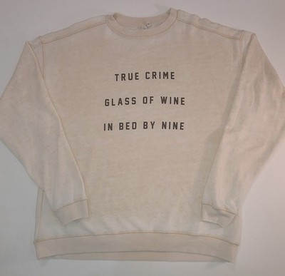 chicka-d Friday + Saturday Beige Crewneck Pullover Sweatshirt True Crime Wine M