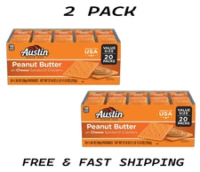 Austin Peanut Butter on Cheese Sandwich Crackers , Snack Crackers 20 Count 2 PK