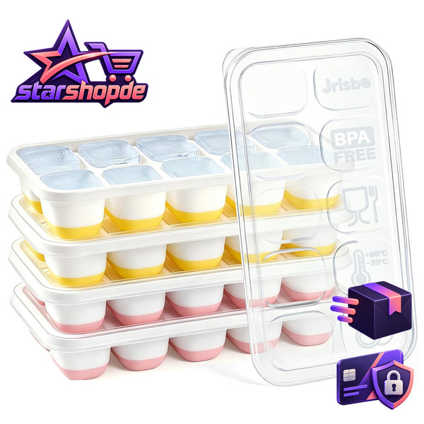 EiswüRfelform Silikon Bpa-Frei Mit Deckel 4Er Set Kleine EiswüRfelbehäLter-image