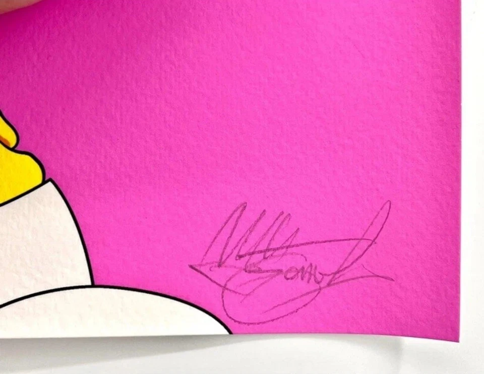 Impresión artística firmada por Matt Gondek Homero rosa cocaína 13" x 19" de Los Simpson Foto 2 de 3
