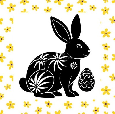 Hübscher Osterhase, Silhouette Vinyl Aufkleber, Ostereier, Korb, Hase 8''