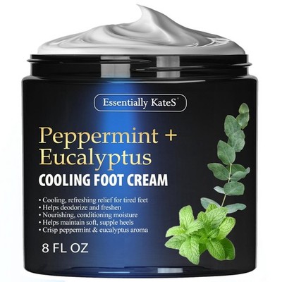 Essentially KateS Peppermint + Eucalyptus Cooling Foot Cream 8 Fl Oz   Reliev...
