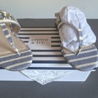Crown & Ivy Women’s Striped Chain Ankle Strap Buckle Strappy Sandals 7.5M — photo 2