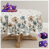 Tischdecke Rund 120 Cm Wilde Tuschemalerei Blumen BläTter FrüHling Dekoration