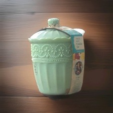 The Pioneer Woman Jadeite  Cookie Jar 2019 Green Milk Glass 