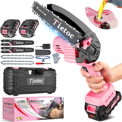 #ad Mini Chainsaw 6 Inch with 2 Batteries Electric Saw Stocking Stuffers Christmas $101.99