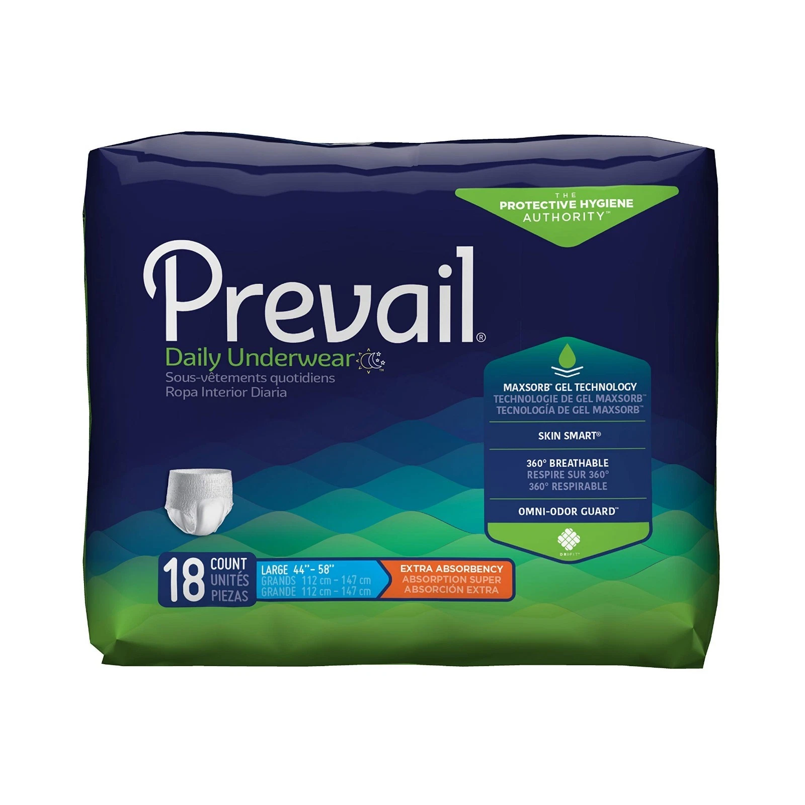 Prevail Unisex Adult Diapers, Maximum Absorbency, Large, 18 Ct (4 Pack)
