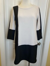 Dalia Black & ivory Color Block Shift Dress