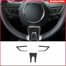 3Pcs For Chevrolet Camaro 2010-2015 Carbon Fiber Steering Wheel Cover Trim
