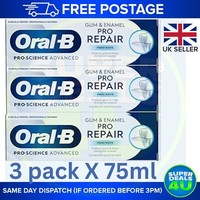 Oral-B Pro-Science Advanced Gum & Enamel, Pro-Repair Fresh White( 3 pack X 75ml)
