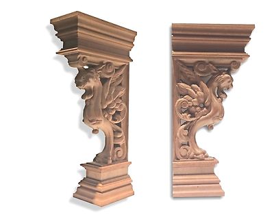 Griffon. Hand Carved Decorative Hardwood Corbel  16 x 7-3/8''