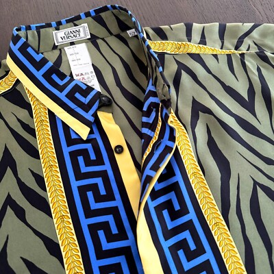 GIANNI VERSACE silk shirt Animal & Greek Key print size IT 52 from