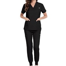 Uniforms Scrub Set Nurse Top Pants with Pockets for Pet Shop Spa