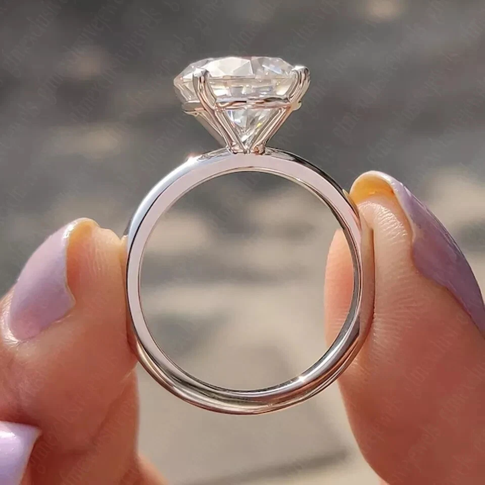 2.50 Ct Round Moissanite Solitaire Engagement Wedding Ring 14k White Gold Plated - Image 2 of 4