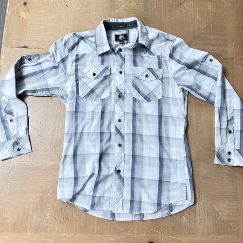 Rock & Republic Hemd HERREN SMALL grau Knopfleiste bequem lang SLeeve